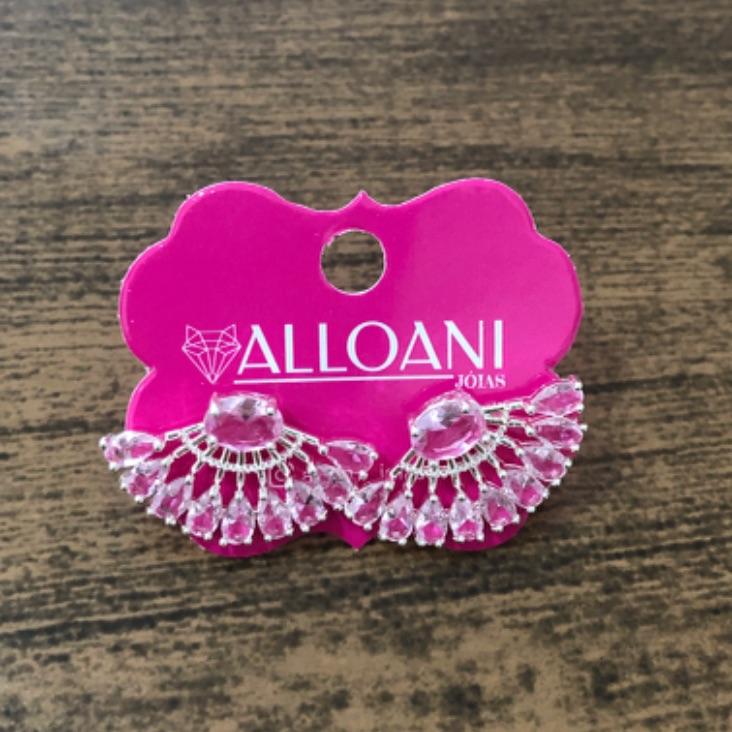 Brinco Com Pedras Rosa