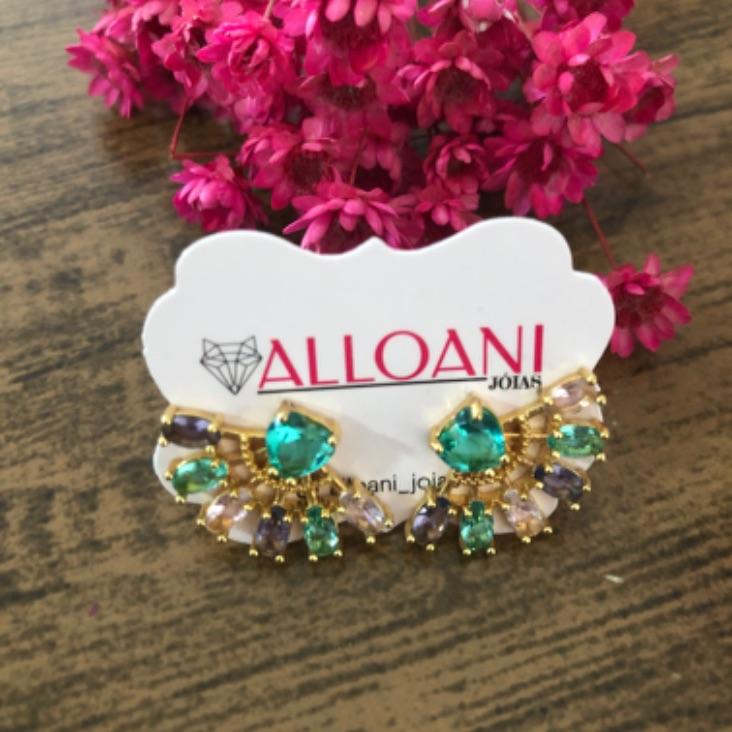 Brinco com zirconias coloridas