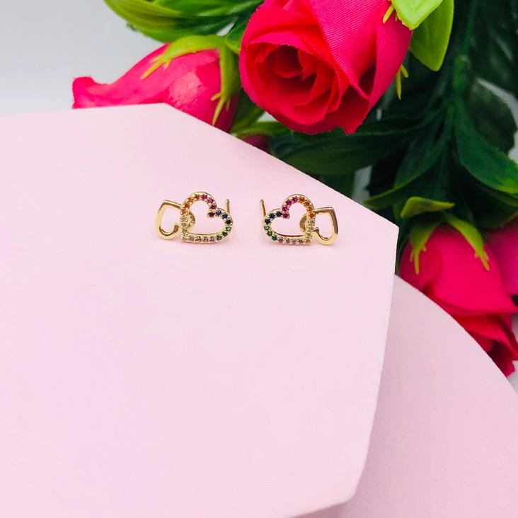 Brinco Coração Colorido