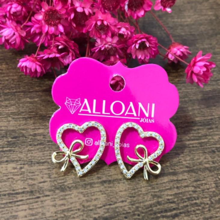 Brinco Coração com Laço