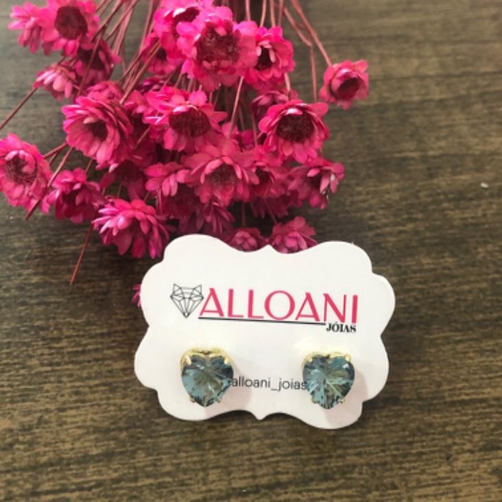 Brinco Coração com Pedra