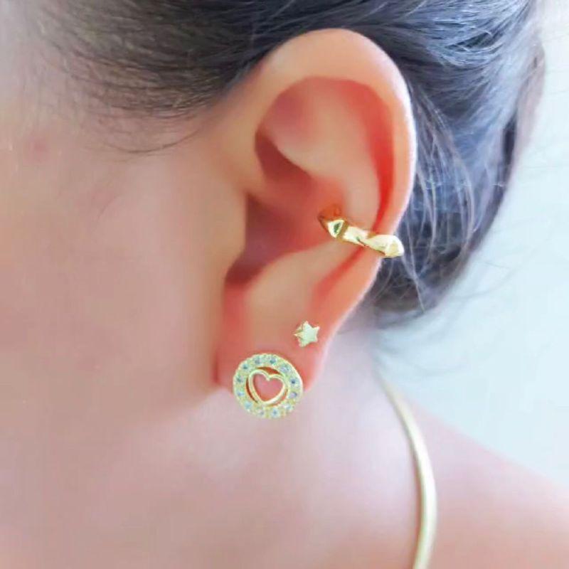 Brinco coração com zirconias