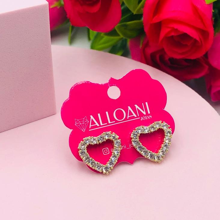 Brinco Coração com Zircônias