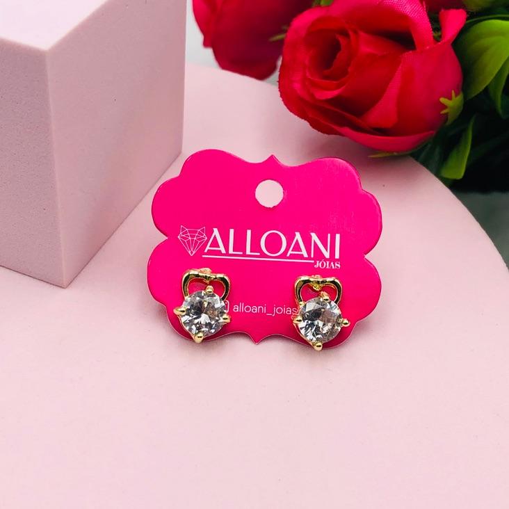 Brinco Coração com Zirconias