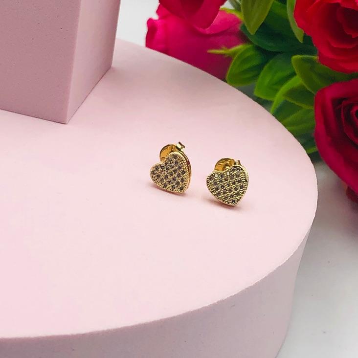 Brinco Coração  Cravejado