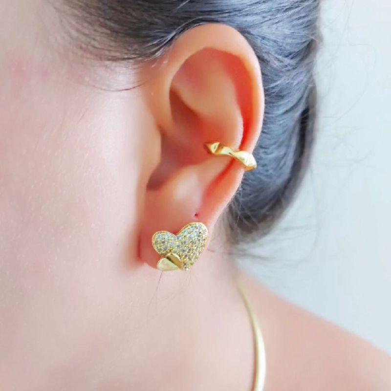 Brinco Coração Cravejado