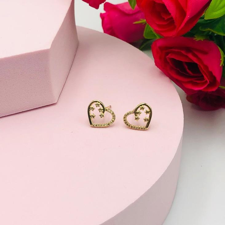 Brinco Coração Cravejado