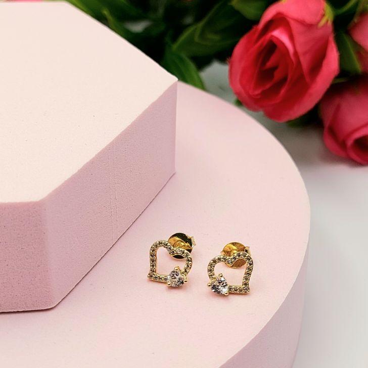 Brinco Coração Cravejado