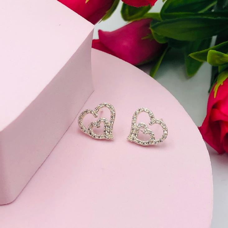 Brinco Coração Cravejado