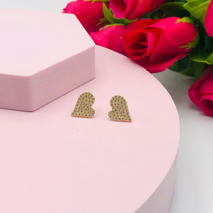 Brinco Coração Cravejado