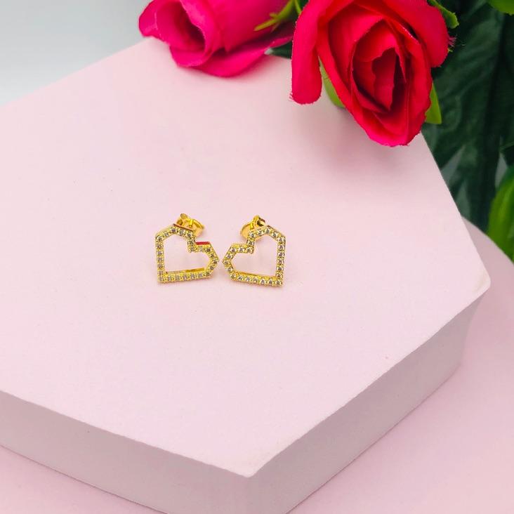 Brinco Coração Cravejado