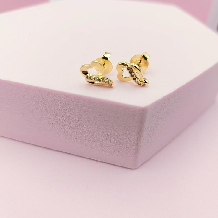 Brinco Coração Cravejado