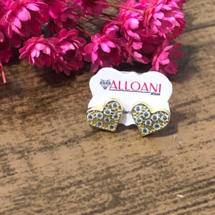 Brinco Coração Cravejado Médio