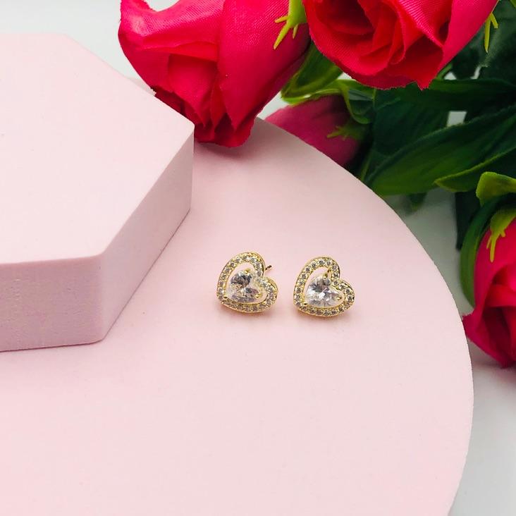 Brinco Coração Duplo Cravejado