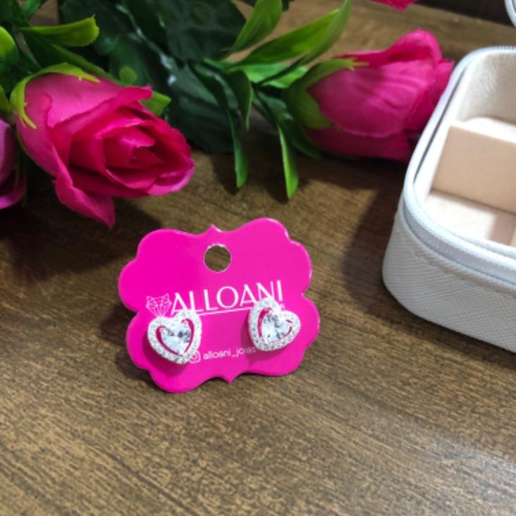 Brinco Coração Duplo Cravejado