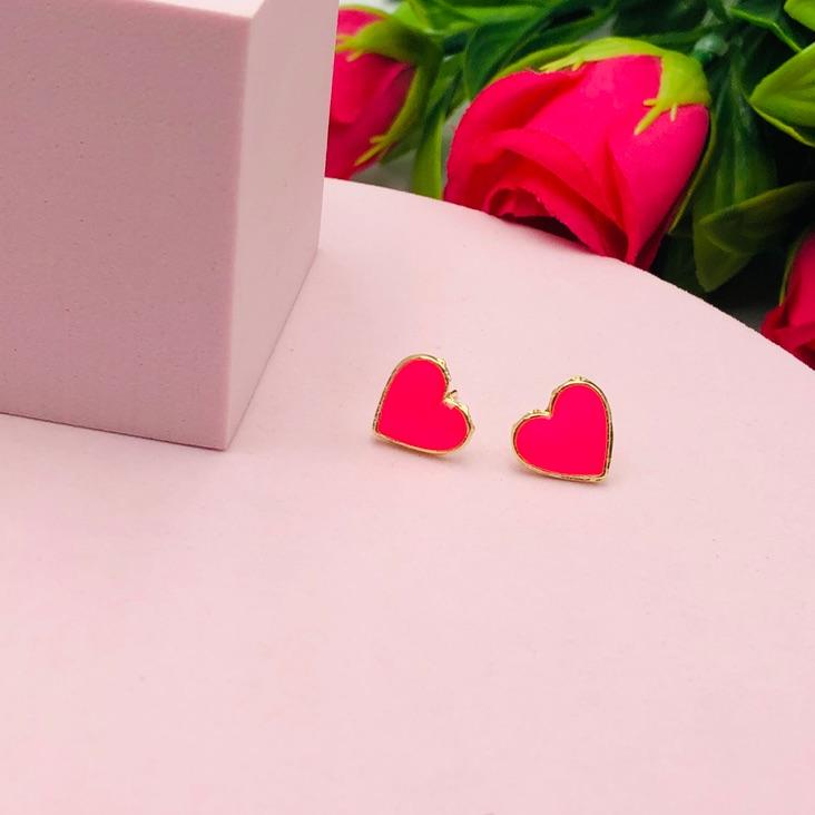 Brinco Coração Resinado G