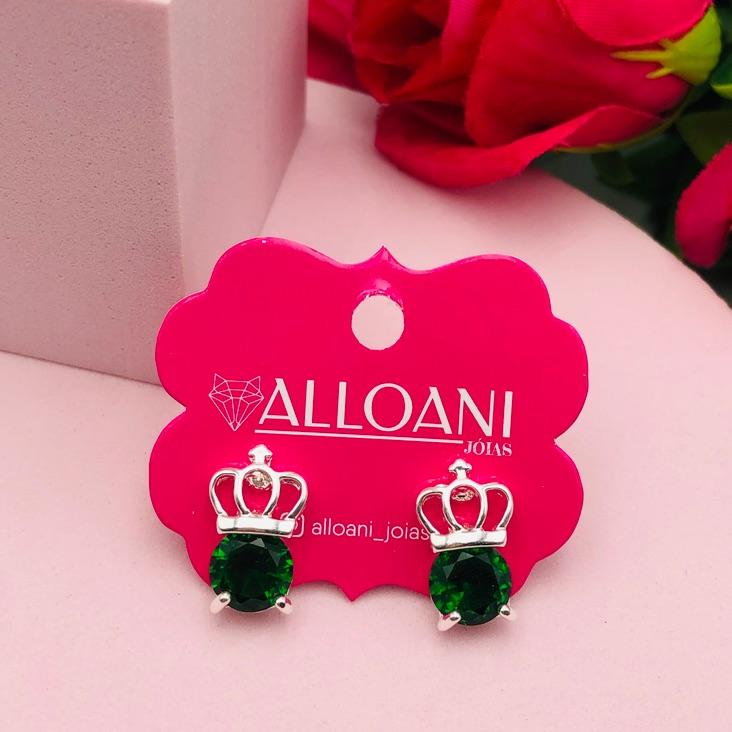 Brinco Coroa com Zirconia Verde