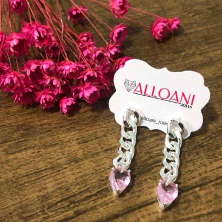 Brinco Corrente com Gota Rosa