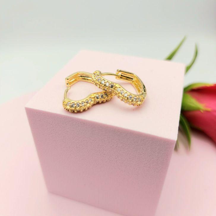 Brinco de Argola Coração Cravejado G