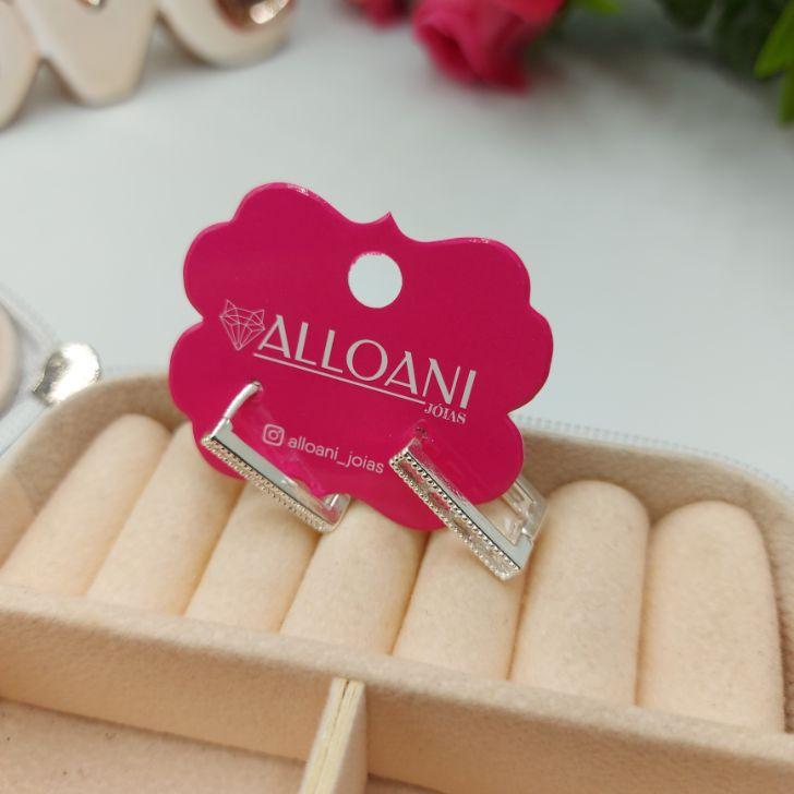 Brinco de Argola Retângulo Com Zirconias P