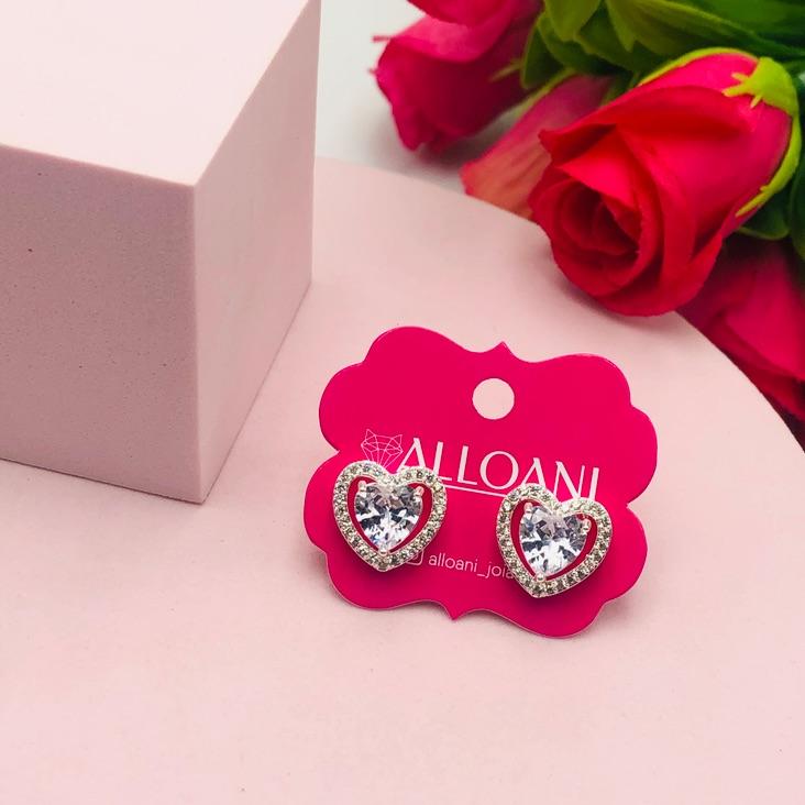 Brinco de Coração Cristal Cravejado