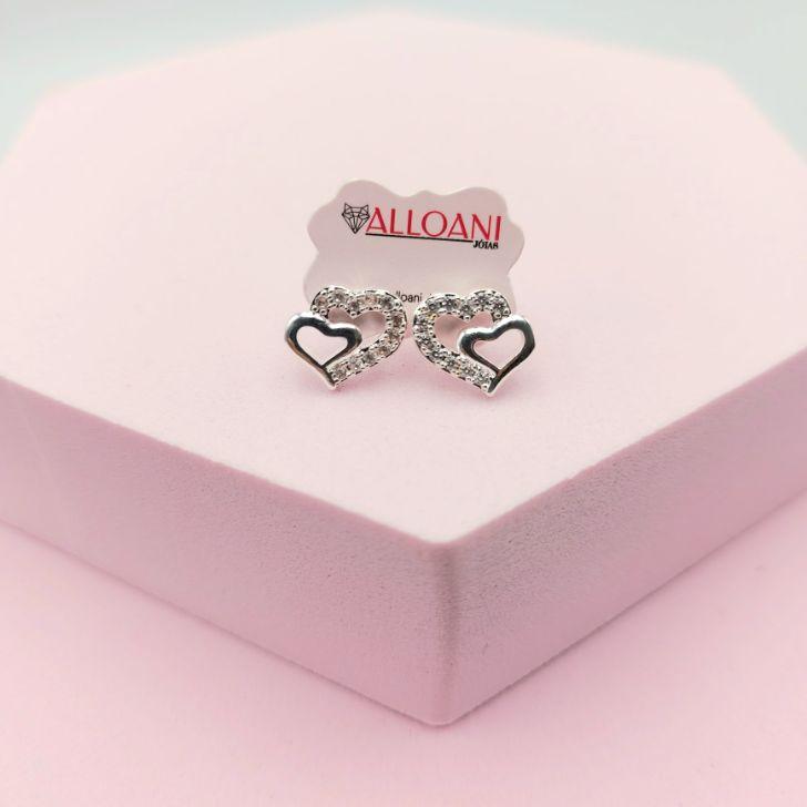 Brinco de Coração Duplo Cravejado