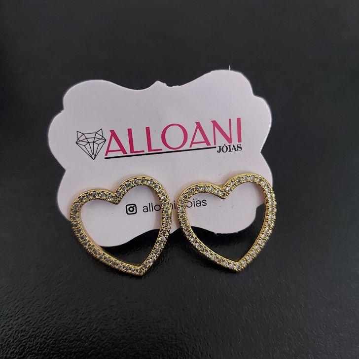Brinco de Coração Grande Cravejado