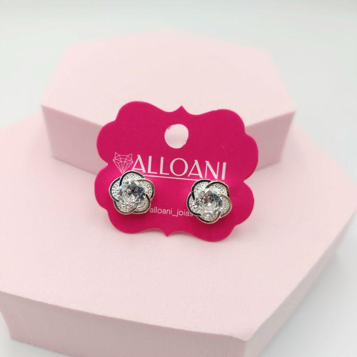 Brinco de Flor com Zirconia no Meio