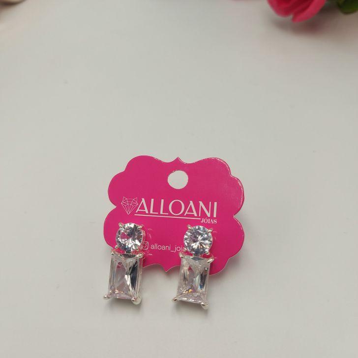 Brinco de Luxo com Pedras Redondas e Retângulares