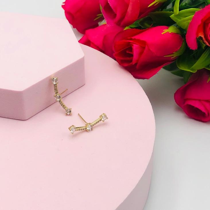 Brinco Ear Cuff 3 Ponto de Luz Cravejado