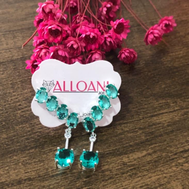 Brinco Ear Cuff com Pedras Azul