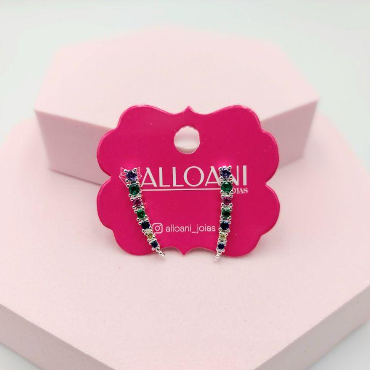 Brinco Ear Cuff com Zirconias Coloridas