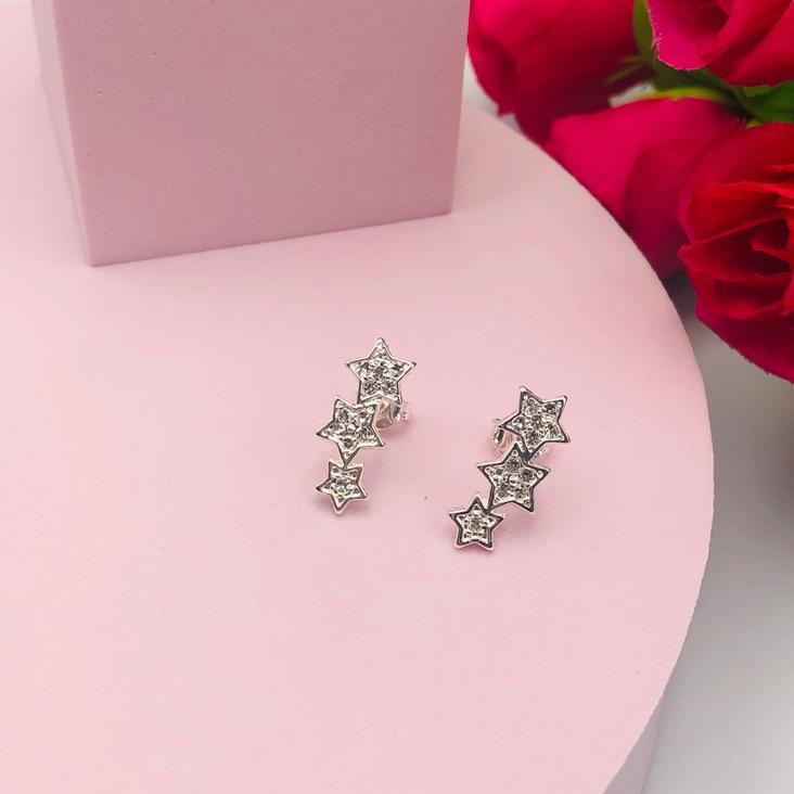 Brinco Ear Cuff Estrelas Cravejado