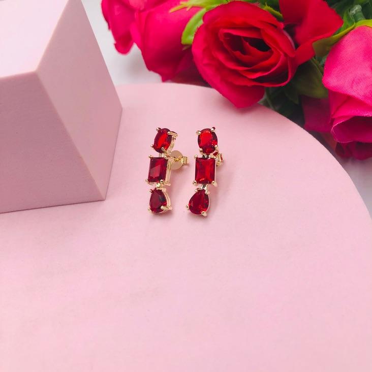 Brinco Ear Cuff Vermelho