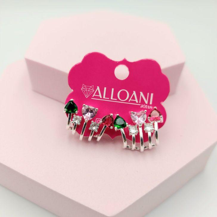 Brinco Ear Hoot com Corações Coloridos