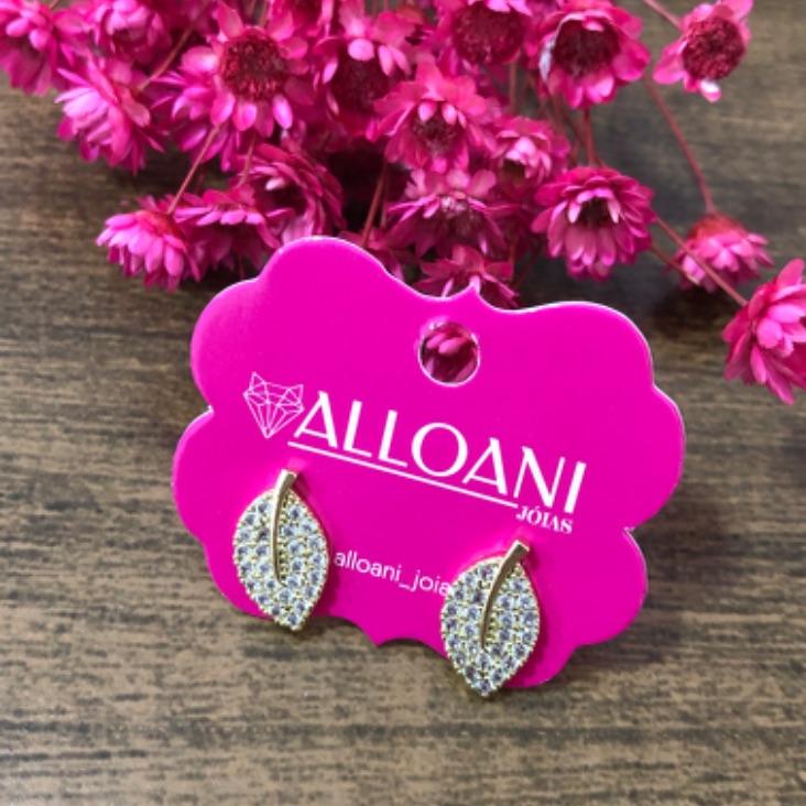 Brinco Folha Cravejado