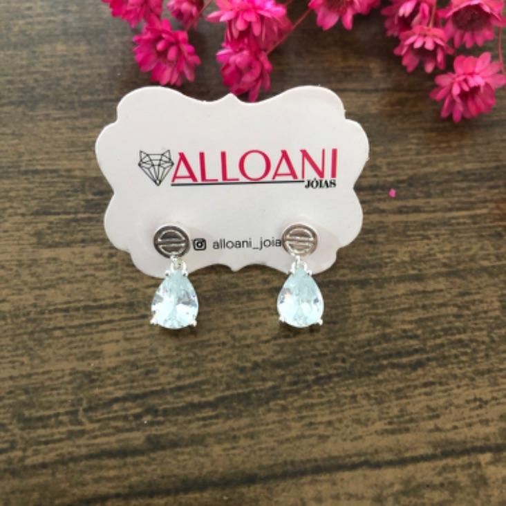 Brinco gota com pedra