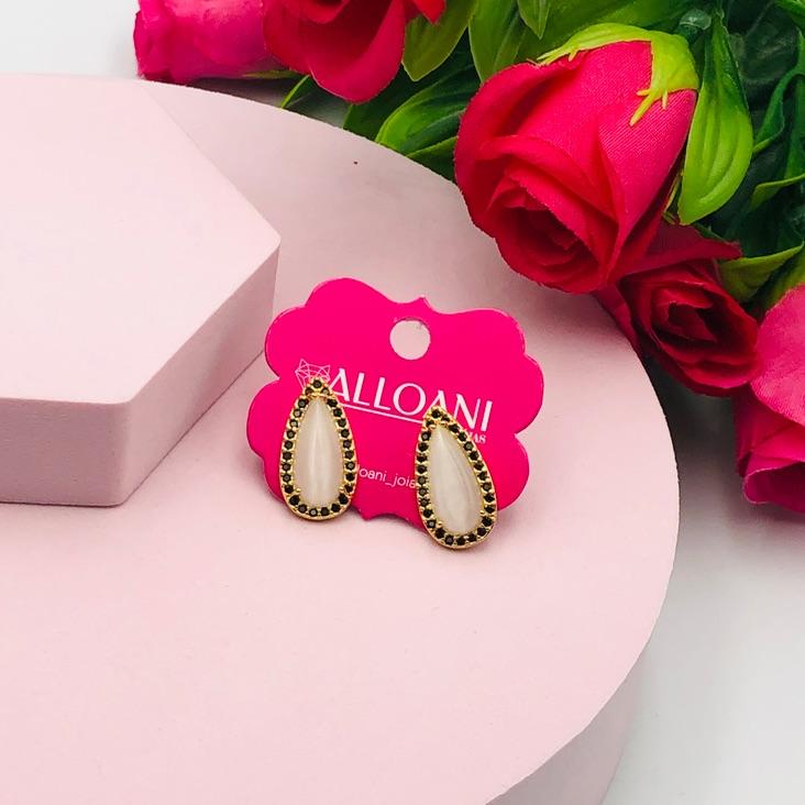 Brinco gota com pedraria