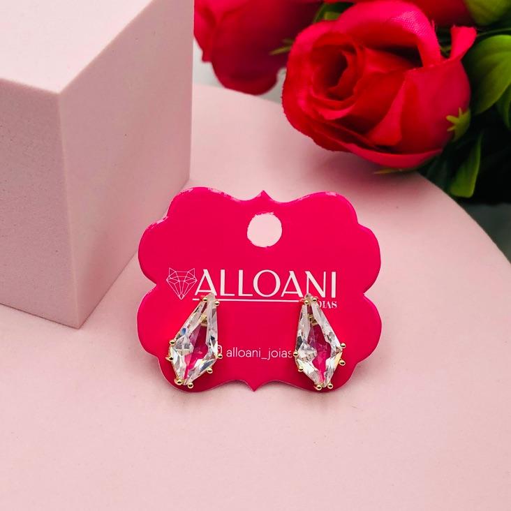 Brinco Gota com Pedras Branca