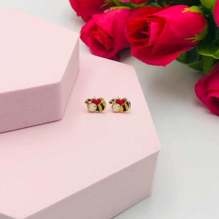 Brinco infantil abelha resinado