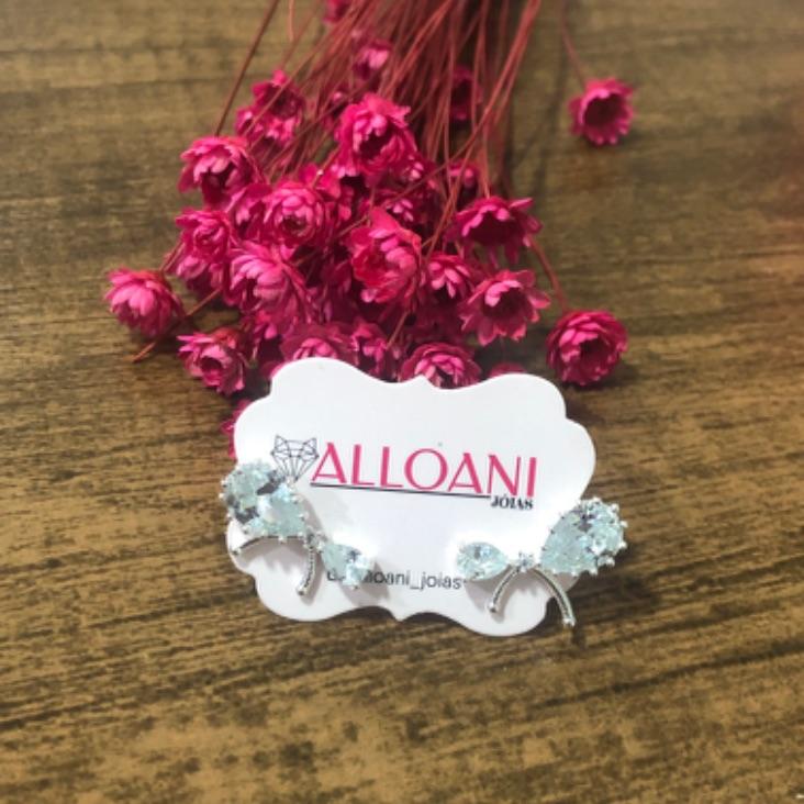 Brinco Laço com Pedras Brancas