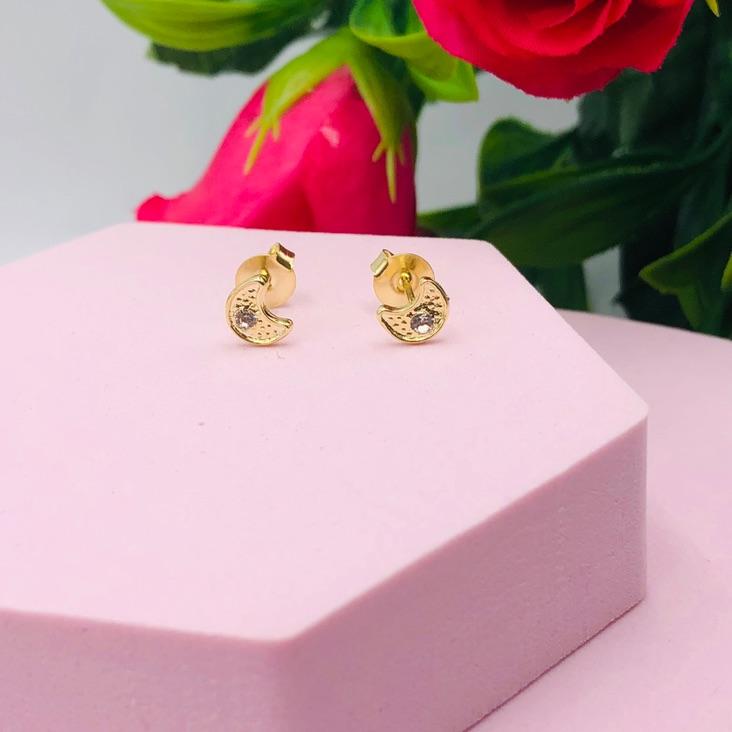 Brinco lua com uma Zirconia