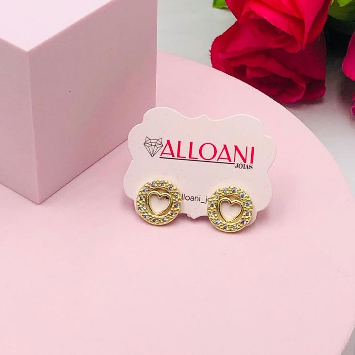 Brinco Mandala com Coração Cravejado