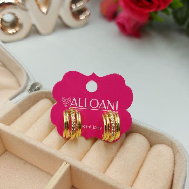 Brinco Meia Agola de 5 Linhas 1 Cravejada