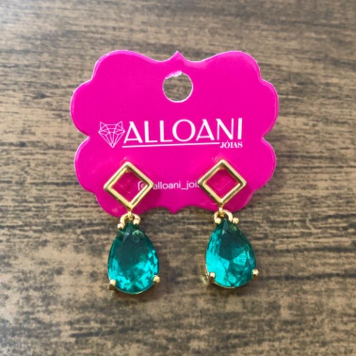 Brinco Pendurado com Gota Verde