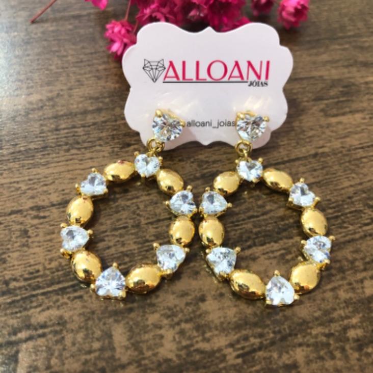 Brinco pendurado com zirconia coração