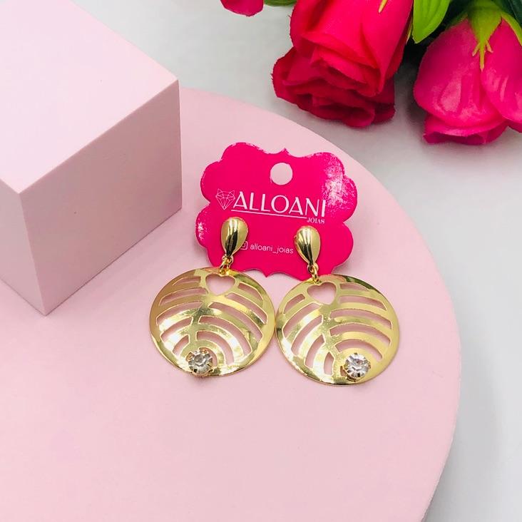 Brinco Pendurado Redondo Trabalhado