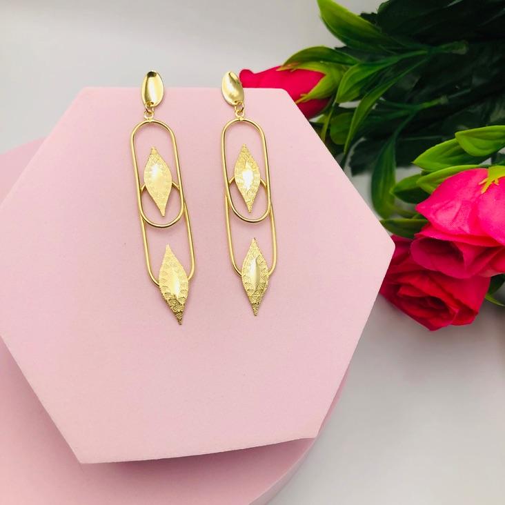 Brinco Pendurado Retângulo Oval