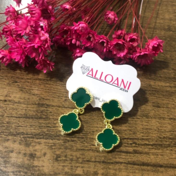 Brinco Pendurado Trevo Verde