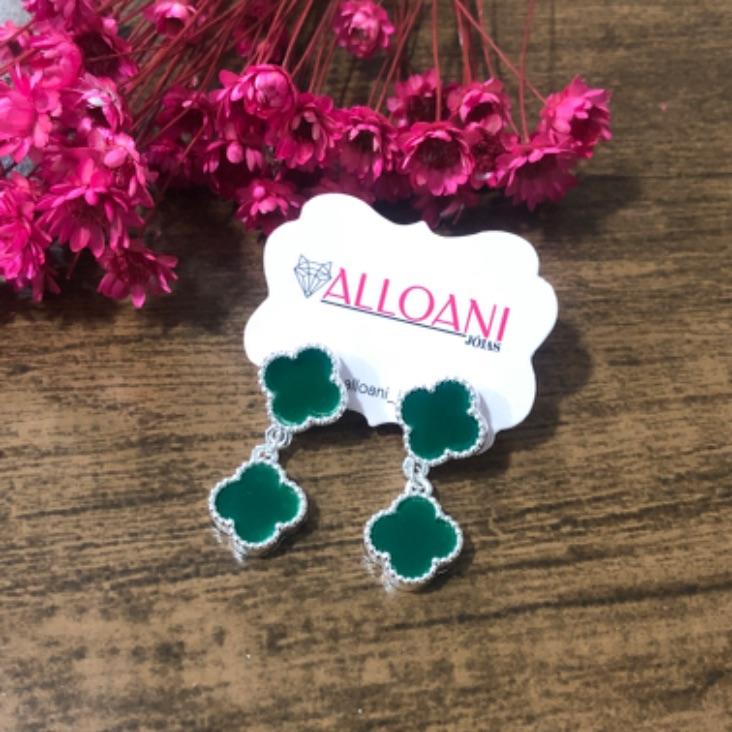 Brinco Pendurado Trevo Verde